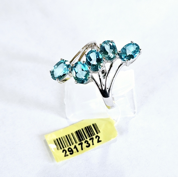 Genuine Paraiba Topaz in Platinum over Sterling Silver Sz 9! ✨️ NWT - Picture 2 of 13